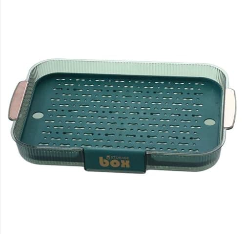 Generic Acrylic Serving Tray with Strainer, 25x35 cm, Green .g