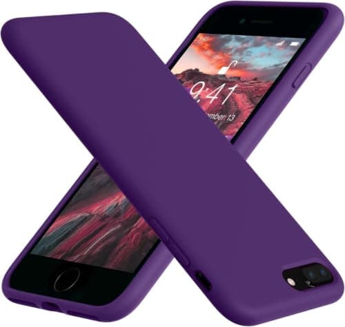 Silicone Case Compatible with iPhone 7 Plus / 8 Plus Soft Silicone Gel Rubber Shockproof Cover with Matte Finish and Cloth Inner Lining (Dark Purple) Cellular phone case