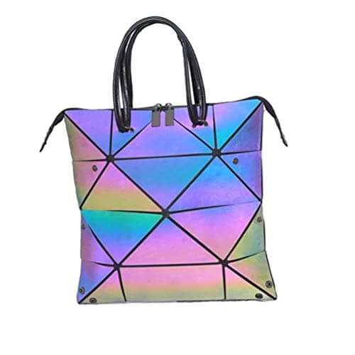 FZChenrry Geometric Luminous Purses and Handbags Holographic Purse Lumikay Bag Color Change Purse Irredescent Tote, Luminous,