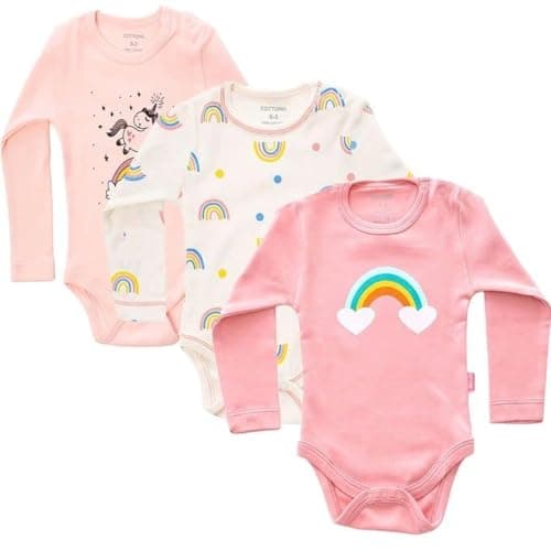 Cottonil Pack Of 3 Multicolor Sleeve Bodysuit For Baby Girl Leotard