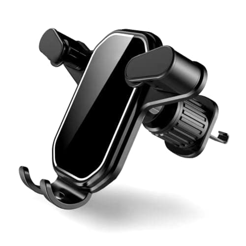 Premium and Very Practical Car Air Vent Phone Holder Adjustable and Stable Fits All Smartphones Safety Lock Hook High Quality - Black - by KaberTrade Portable electronic device mount