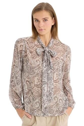 DeFacto Womens Regular Fit Bowtie Long Sleeve Casual Woven Top Long Sleeve Shirt E7174AX Long Sleeve Shirt