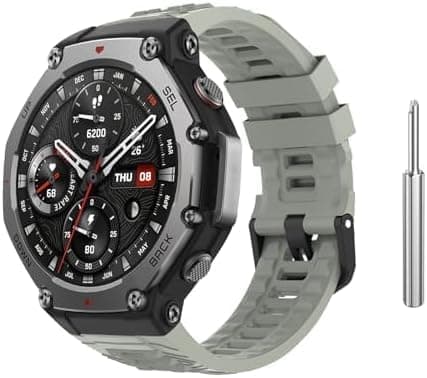 Compatible with Amazfit T-Rex 3 Smartwatch, Soft Silicone Watch Strap Replacement Strap with Screwdriver for Men Women, Watch band