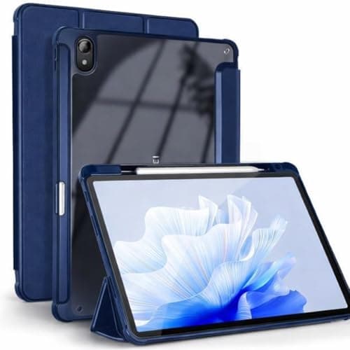 Case Compatible with HUAWEI MatePad 11.5 2025 with Pencil Holder, Trifold Smart Cover with Soft TPU Front Cover and Transparent Acrylic anti yellowing back Cover, Blue Color Portable electronic device cover