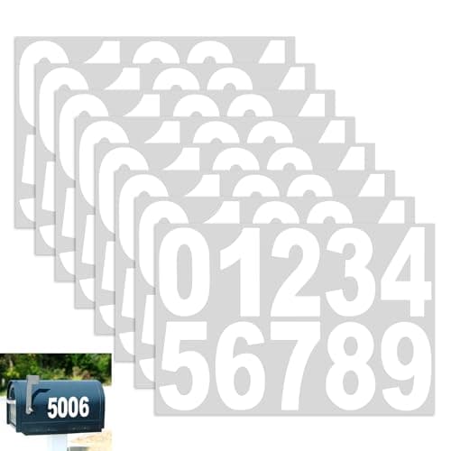 80 PCS 3 Inch Reflective Mailbox Numbers Stickers for Outside Self Adhesive | 8 Sheet, Vinyl, Waterproof, High-Visibility Day & Night, Easy Peel & Stick, for Signs, Door, Garbage Bins, House Address