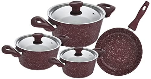 Top Chef Granite 7 pieces set (pot18/20/24/frying pan24) Burgandy Cookware set