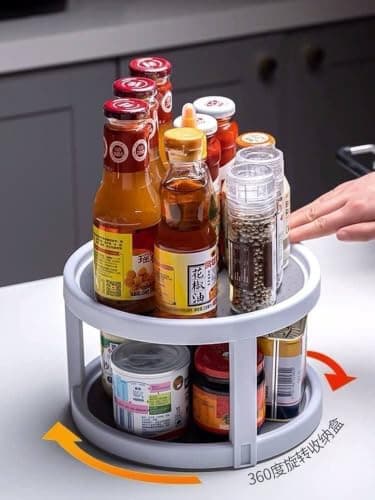 Generic 2-Tier Rotating Organiser for Kitchen, Makeup and Dining, .ex Rotating tray