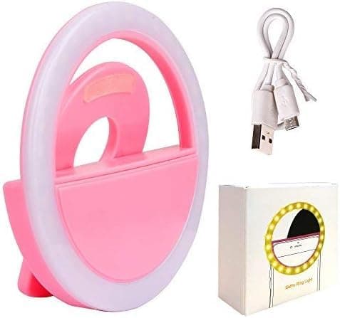 GVM Selfie LED Ring Light, Ring Light for Smartphones, 3 Levels with Adjustable Brightness for Smartphones (Pink) Camera continuous light