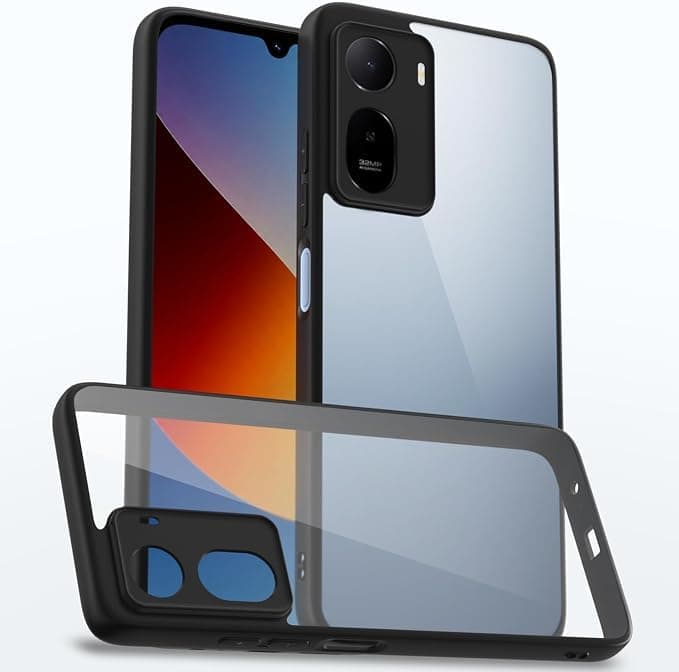 Case, Full Coverage Shockproof (Compatible with Redmi A7 Pro) TPU+PC Hybrid Hard Back Soft Bumper Case, Anti Fingerprint Clear Back Slim Lightweight Impact Resistant Bumper (Black) Cellular phone case