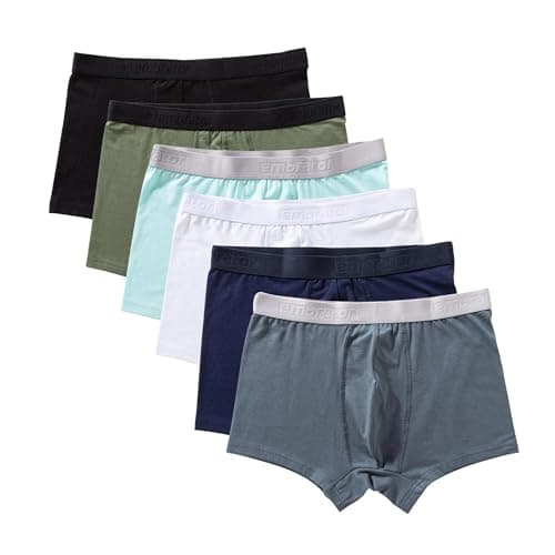 Embrator Pack of 6 Everyday Cotton Boxer Underwear for Men Underpants