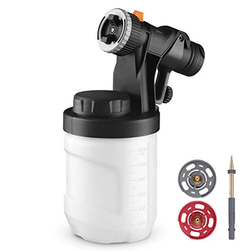 Spray Paint Gun Attachments, ASA01C Spray Gun with 1200ML Detachable Container, Three Copper Nozzles, Three Spray Patterns, Two spray tips and Clean & Dilution Tools Set Pump sprayer