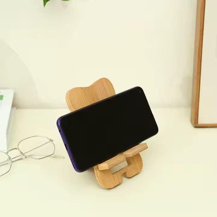 Generic Wooden Phone Stand Holder, Natural Bamboo Desktop Mobile Device Display, Decorative Cell Phone Dock for Home Office .flo Portable electronic device stand