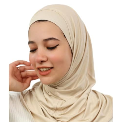 Women's Jersey Hijab Scarf, Light Grey, One-Piece Pull-On Style-TS-026-22 | Stretchy Jersey Fabric, Easy Wear Design, Full Coverage, Modest Wear, Soft & Breathable Apparel head neck covering