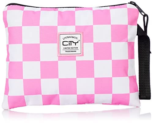 City checkers pink safe pocket for girls 24x18cm- Grey Handbag