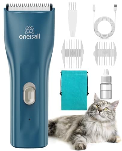 oneisall Pet Clipper for Cat Matted and Long Hair, Shaver Quiet Pet Clippers Waterproof Cordless Cat Clippers for Matted Hair with Storage Bag Hair trimmer