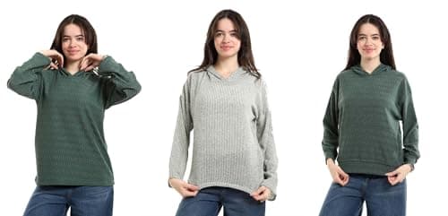 Red Circle Womens Bundle of 3 Comfortable Casual Long Sleeve Sweatshirt Bundle of 3 Comfortable Casual Long Sleeve Sweatshirt Outerwear