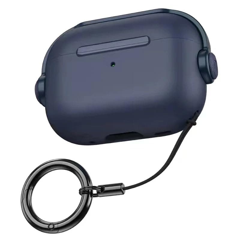 Compatible with Case for Airpods Pro 2 Protective Case [With Closure Lid] [Front LED Visible] [With Wrist Strap] Skin Case Compatible with 2022 Airpods Pro 2nd Generation (Blue) Portable electronic device cover