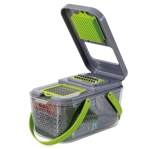 Vegetable Slicer Multi Blade Slicer Strainer + Storage Box with Airtight Lid Set of 22 in Practical Bag for Cutting Storage Organization in One Product B Food slicer
