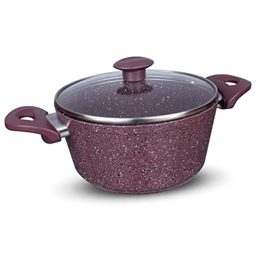 Top chef pot granite size 22 burgundy glass lid Cooking pot