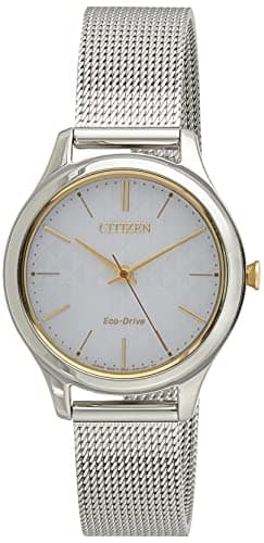Citizen Dress Watch for Women, Quartz Movement, Analog Display, Silver Stainless Steel Strap-EM0504-81A