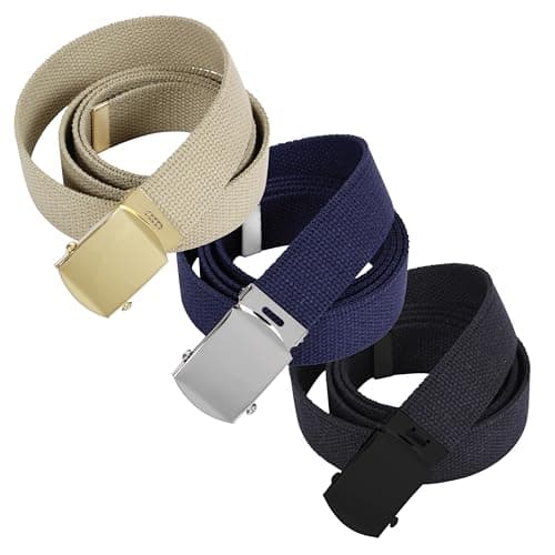 Rothco 100% Cotton Canvas Web Belt with Metal Buckle 3-Pack Outdoor Flip Top Style Belt Apparel belt