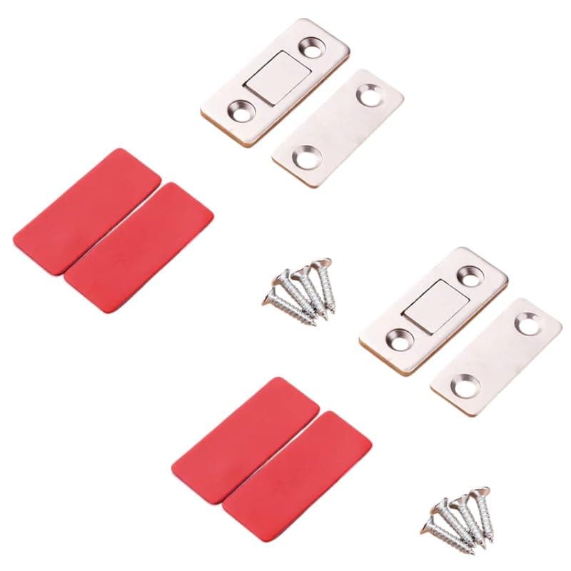 Magnetic Door Locks Stainless Steel Thin Magnetic Door Closer for Sliding Door and Kitchen Cabinet Door or Cupboard, Strong Door Magnets with Screws and Adhesive (2 Pack, Silver)