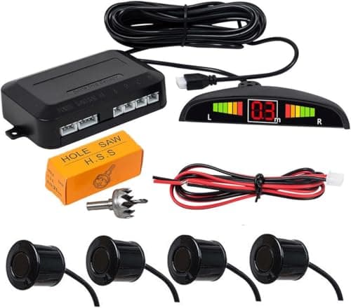 KaberTrade KaberTrade Car Optical Backup Radar System with 4 Parking Sensors for Distance Information Video Audio Warning Sensor Park Compatible with All Cars - (Black) Electronic sensor