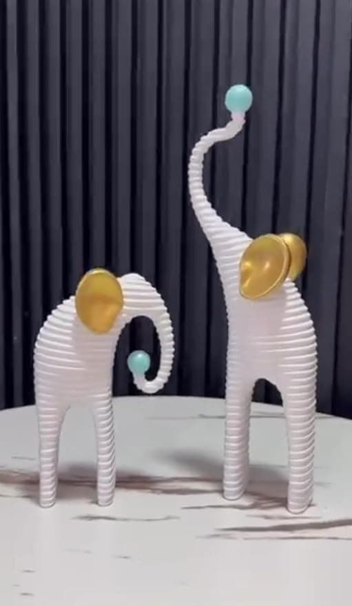 Generic Decorative Elephant Figurines Set, Modern Art Design, 2 Pieces (White)