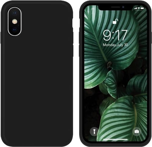 ELMO3EZZ compatible with Silicone Case Compatible with iPhone XS Max 6.5 Inch, Silky Soft Touch Full Body Protection Case Not Original, Shockproof Cover with Microfibre (Black) Cellular phone case
