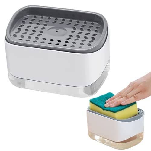 Neroyaner Dish Soap Dispenser with Sponge Holder 2 in 1 Kitchen Soap Dispenser 350ML Countertop Washing Liquid Pump for Kitchen Sink No Sponge,