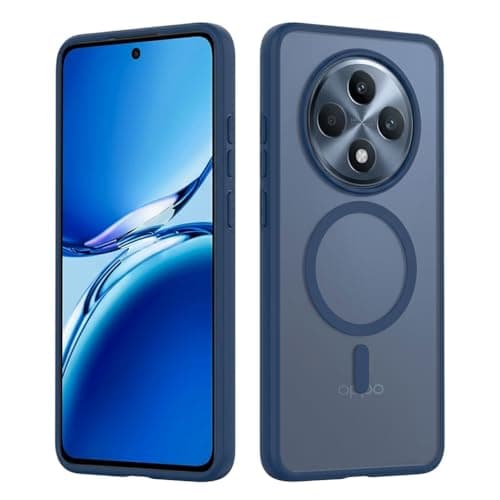 Matte Phone Case (Compatible With Oppo Reno 12F) Shockproof Luxury Back Cover Featuring Fingerprint Resistant Transparent Back Made Of Hybrid TPU and Polycarbonate Material (Blue)