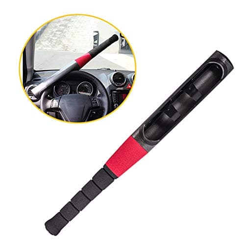 Blueshyhall heavy duty bat baseball car steering crook wheel lock security - red