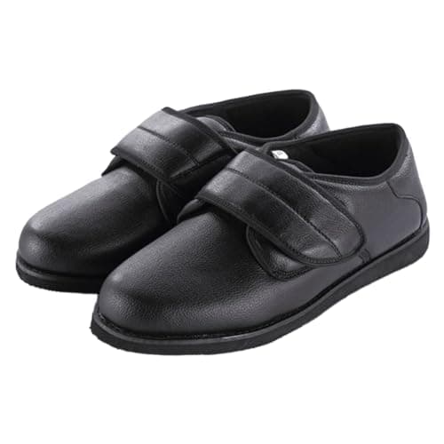 Max Comfort Fit Wide Adjustable Comfort Shoe - Adjustable Hook and Loop Strap - Lightweight - Suitable for Everyday Use - Black (38)
