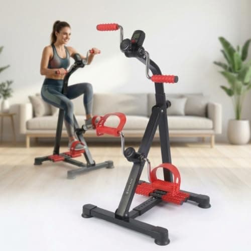 Foldable Pedal Exerciser with LCD Display, Arm & Leg Trainer | Adjustable Resistance, Steel Frame, Tool-Free Assembly, Supports up to 100 kg, Physical Therapy Use