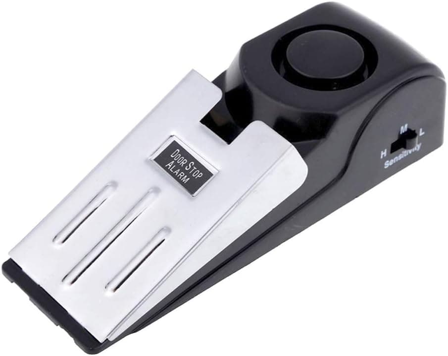 Portable Door Stop Alarm and Wedge Security System Battery Operated Entry Alert for Home Travel and Hotel Use Compact Door Opening Detector System