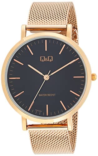 Q&Q Watch for Men, Quartz Movement, Analog Display, Rose Gold Stainless Steel Strap-QA20J022Y