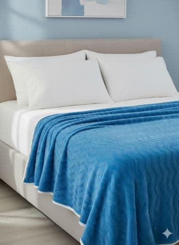 Generic Electric Heated Blanket, Blue, Double Size, 220x240 cm, Soft Fleece with Sherpa Lining, .flo