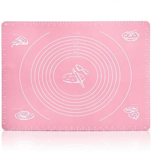 BELMALIA Large Silicone Baking Mat Heat Resistant Pizza Dough Fondant Kitchen Mat 50 x 40 cm Pink