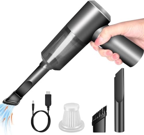 ININSIGHT SOLUTIONS Cordless Handheld Vacuum Cleaner, High Power Rechargeable Mini Portable Vacuum for Home, Office and Car Cleaning (Black) - 1 Year Warranty