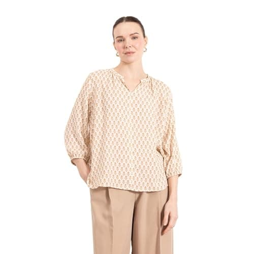 DeFacto Womens Regular Fit C Neck Long Sleeve Traditional Woven Top Long Sleeve Blouse E1626AX Long Sleeve Blouse Shirt