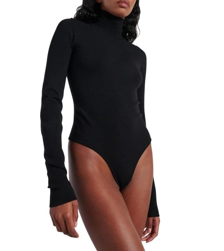 Bisha Pish-166-2353-off whiteP Wrap Lace Long Sleeve High Neck Bodysuit for Women, One Size up to 70 kg