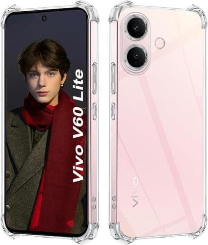 ARROWS Premium Case For Vivo V60 Lite Clear Soft TPU Silicone Bumper Reinforced Corner Full Camera Protection - Transparent Cellular phone case