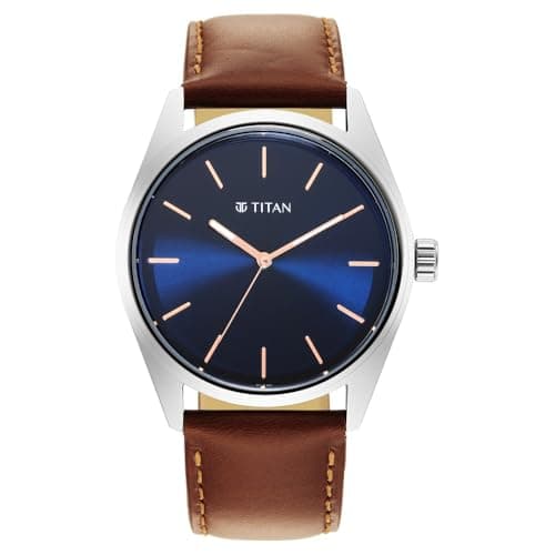 Titan 1866SL01 Leather Strap Analog Quartz Watch for Men, 40 mm Size, Brown
