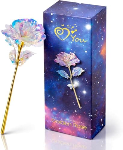 3-Pack Shimmering Artificial Roses with Gold Stems and Clear Petal Decor Artificial plant