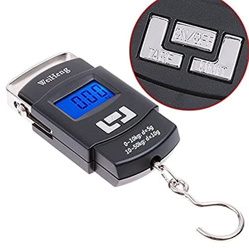 UDee Digital Luggage ABS Kitchen Hook Hanging Weighing Scale, 50kg with 10g Accuracy Key Ring (Black) Weigh scale