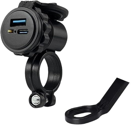 Mobile Phone Charger Port,Waterproof for Car or Bikes,Motorcycles,Scooter and More (18W Fast Charger,USB+Type-C) Charging adapter