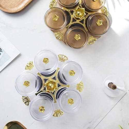 Elegant 4-Compartment Glass Snack Tray with Gold Frame for Nuts, Sweets, and Chocolates – Stylish Serving Set for Parties and Home Entertaining