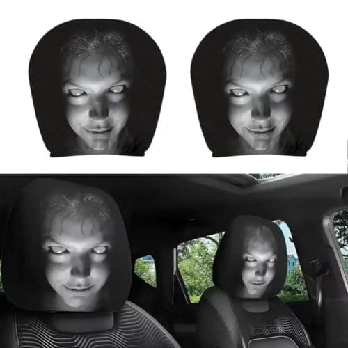 Ghost Face Mask for Car Truck Seat Headrest Stretchable Vehicle seat cover
