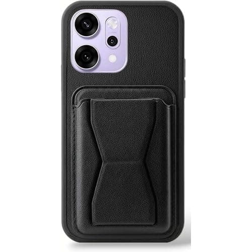 Case Leather (Compatible With Oppo Reno 14 Pro) Featuring Wallet Design With Card Holder Shock-Resistant TPU Frame And Synthetic Leather Kickstand That Offers Elegant Look And Comfortable Grip