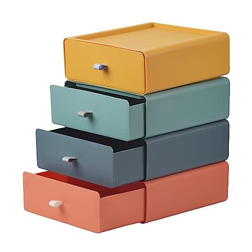 Make Up Storage, Storage and Drawer Organizer, Multi-layer Drawer Storage Box Stationery Jewelry, Accessories Tool Desktop Organizer Container 4 Package - color may vary